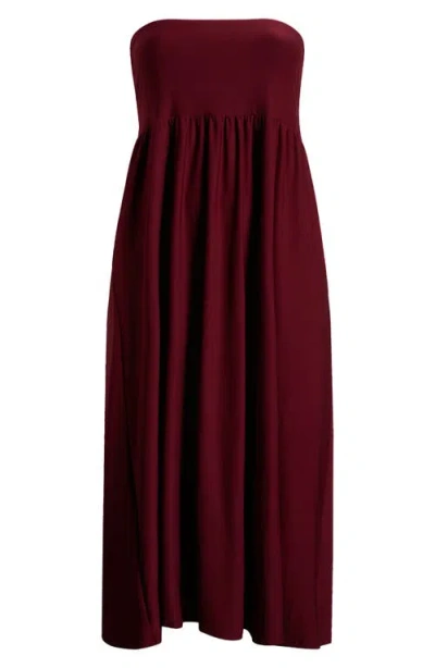 24seven Comfort Apparel Foldover Maxi Skirt In Wine