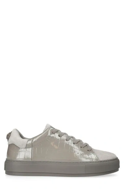 Kurt Geiger Laney Croc Embossed Lace Up Sneakers In Grey