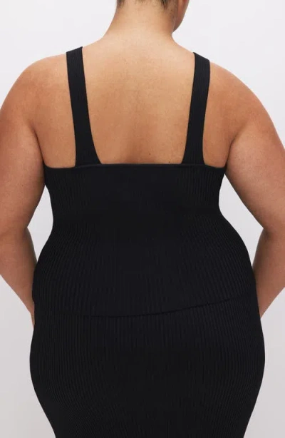Good American Shine V-neck Ribbed Crop Tank In Black001