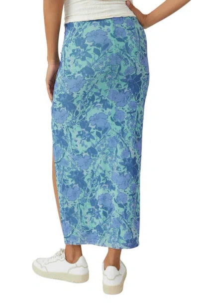 Free People Rosalie Floral Print Mesh Skirt In Teal Combo Rosalie