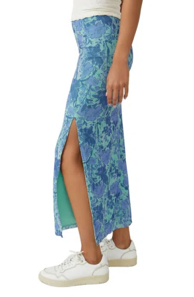 Free People Rosalie Floral Print Mesh Skirt In Teal Combo Rosalie
