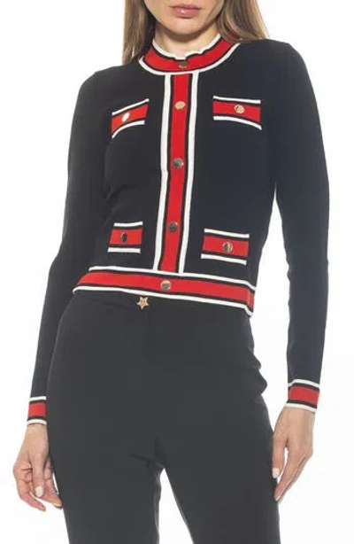 Alexia Admor Kiley Stripe Crop Sweater In Black Multi