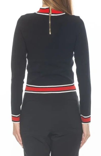 Alexia Admor Kiley Stripe Crop Sweater In Black Multi