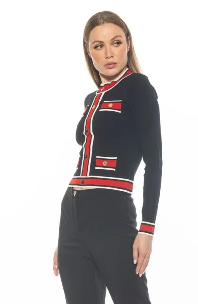 Alexia Admor Kiley Stripe Crop Sweater In Black Multi