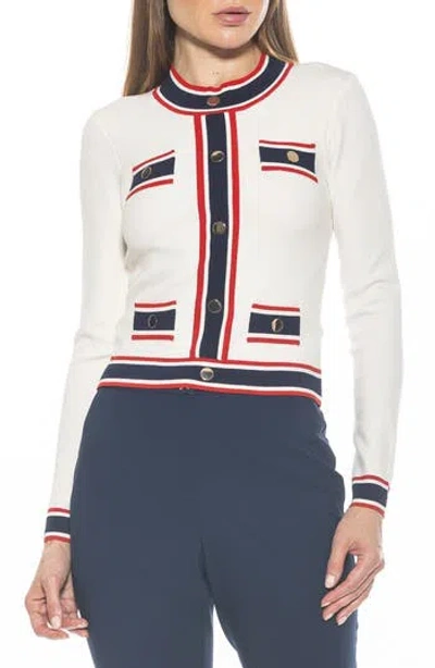 Alexia Admor Kiley Stripe Crop Sweater In Ivory Multi