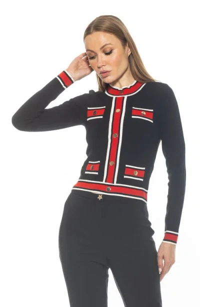 Alexia Admor Kiley Stripe Crop Sweater In Black Multi