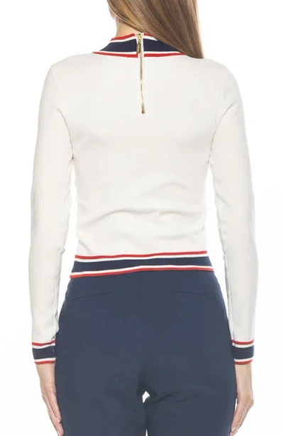 Alexia Admor Kiley Stripe Crop Sweater In Ivory Multi