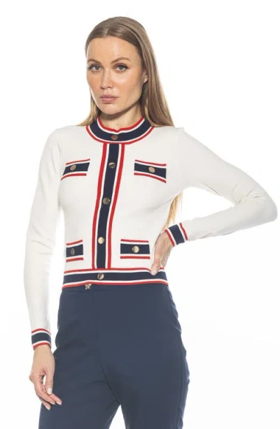 Alexia Admor Kiley Stripe Crop Sweater In Ivory Multi