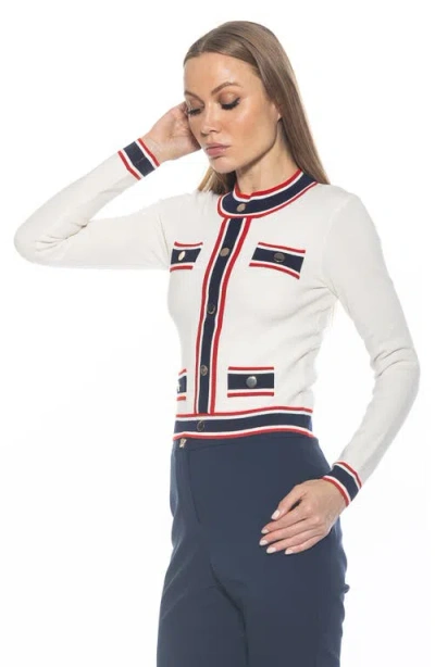 Alexia Admor Kiley Stripe Crop Sweater In Ivory Multi