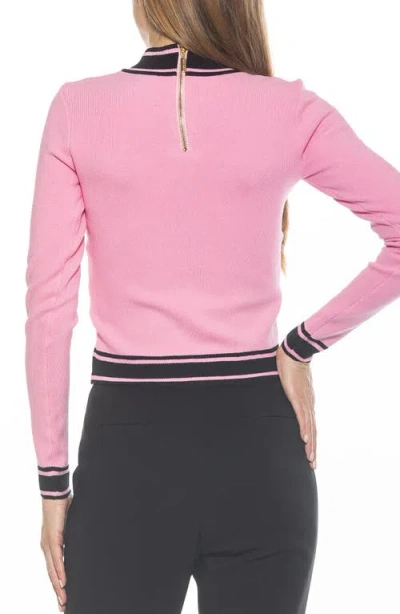 Alexia Admor Kiley Stripe Crop Sweater In Pink/black
