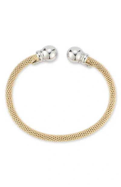 Chloe & Madison Chloe And Madison Two-tone Popcorn Textured Bangle Bracelet In Gold