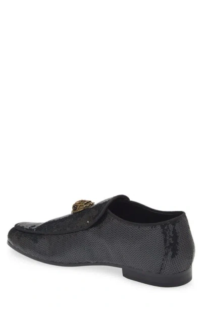 Kurt Geiger London Hugh Eagle Sequin Loafer In Black/green