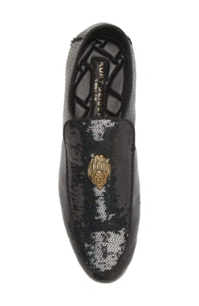 Kurt Geiger London Hugh Eagle Sequin Loafer In Black/green