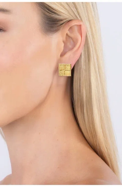 Eye Candy Los Angeles Mateo Square Stud Earrings In Gold