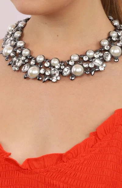 Eye Candy Los Angeles Clementine Statement Choker Necklace In Silver