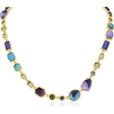 Jardin Multicolor Imitation Stone Collar Necklace In Teal Multi