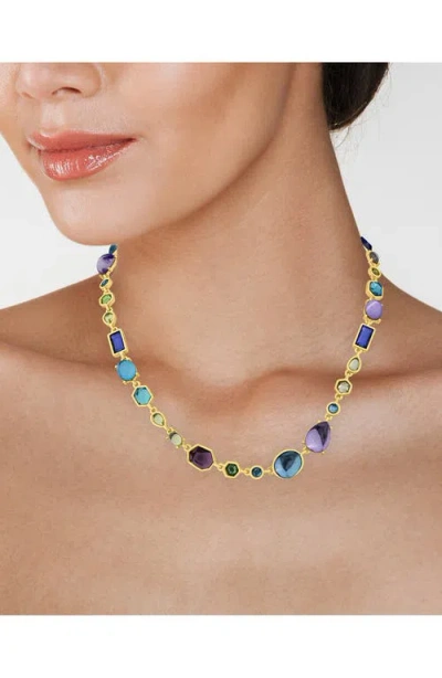 Jardin Multicolor Imitation Stone Collar Necklace In Teal Multi