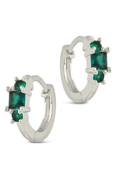 Sterling Forever Edie Cubic Zirconia Huggie Hoop Earrings In Silver