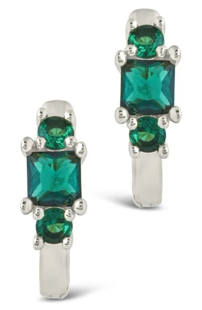 Sterling Forever Edie Cubic Zirconia Huggie Hoop Earrings In Silver