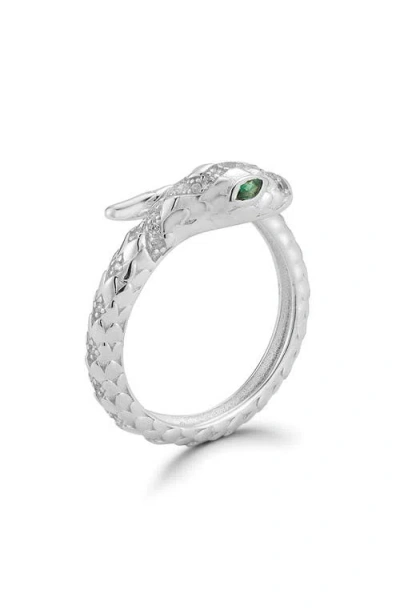 Chloe & Madison Chloe And Madison Pavé Cz Snake Ring In Silver