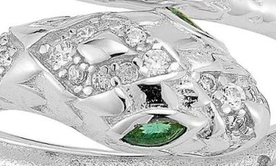 Chloe & Madison Chloe And Madison Pavé Cz Snake Ring In Silver