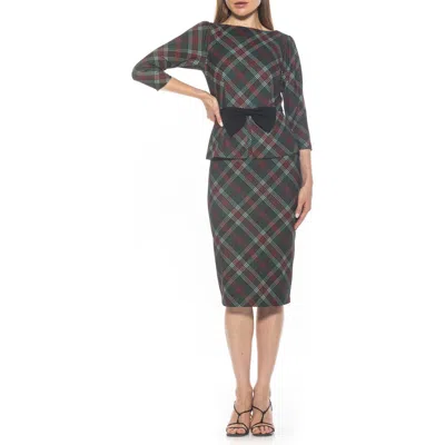 Alexia Admor Joyce Sheath Midi Dress In Green Plaid