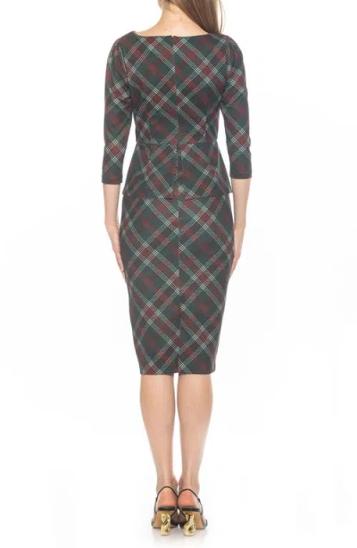 Alexia Admor Joyce Sheath Midi Dress In Green Plaid