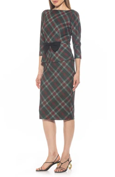 Alexia Admor Joyce Sheath Midi Dress In Green Plaid