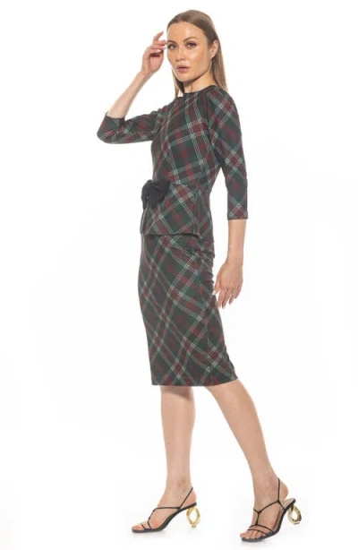 Alexia Admor Joyce Sheath Midi Dress In Green Plaid