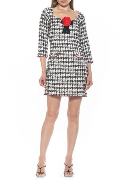 Alexia Admor Dianys Tweed Shift Mindress In Black/white