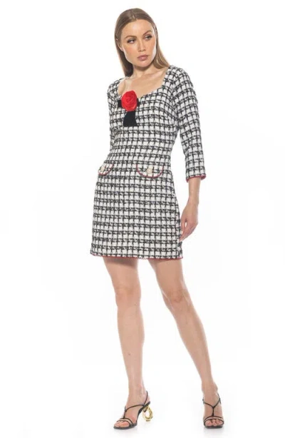 Alexia Admor Dianys Tweed Shift Mindress In Black/white
