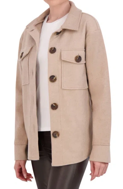 Ookie & Lala Faux Wool Shacket In Camel