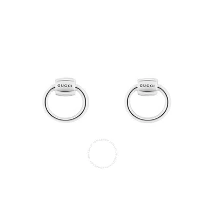 Gucci Womens Silver Logo-engraved Sterling-silver Stud Earrings In Silver Tone