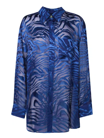 Shop Roberto Cavalli Bluette Devorã© Velvet Shirt