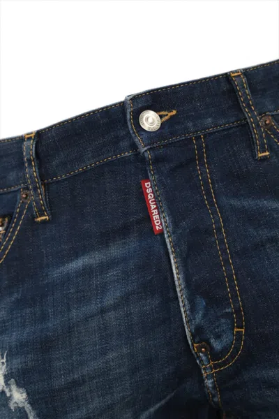 Shop Dsquared2 Dark Cb Wash Cool Guy Jeans In Navy Blue