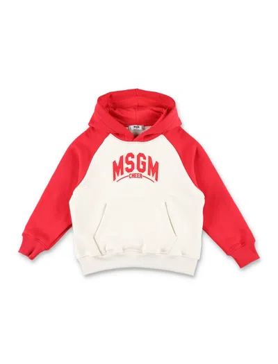 Msgm Ivory Sweatshirt For Boy With Logo In Cream/red