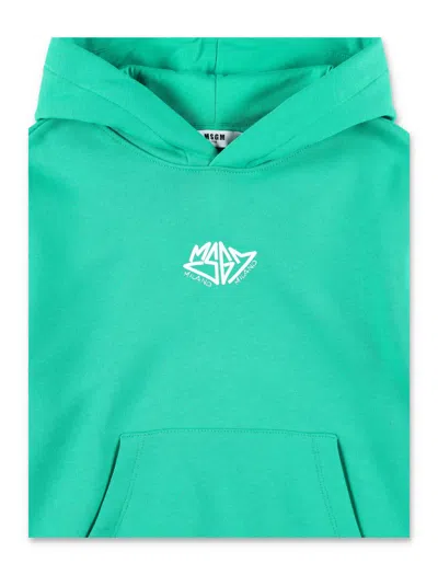 Msgm Logo Back Hoodie In Green
