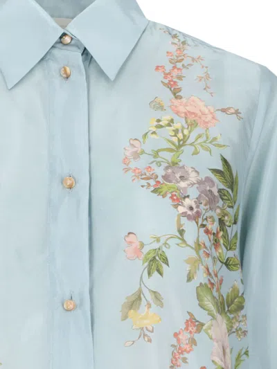 Shop Zimmermann Oversized Waverly Shirt In Light Blue