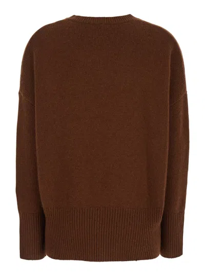 Shop Lisa Yang 'mila' Brown Sweater With Ribbed Trim In Cashmere Woman