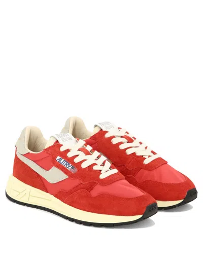 Autry Sneakers Reelwind Low In Nylon And Suede Red In Red