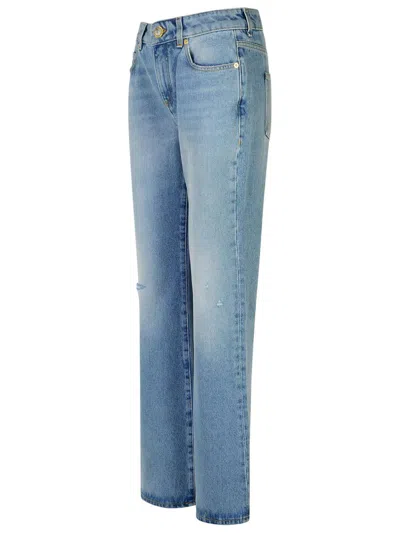 Shop Balmain Light Blue Cotton Jeans