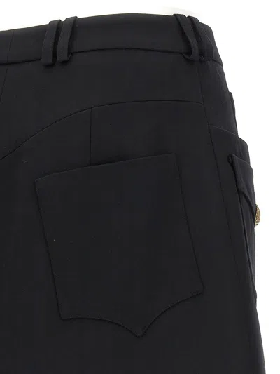 Shop Balmain Buttoned Wool Mini Skirt In Black