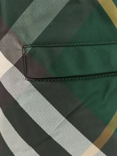 Burberry Green Check Print Swim Shorts In Ivyipcheck