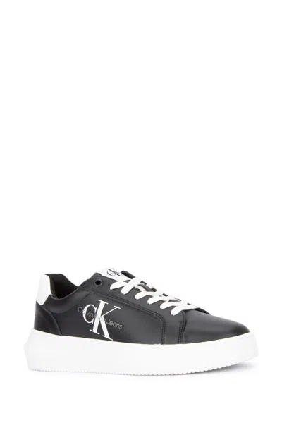 Calvin Klein Black Polyester Sneaker In Black