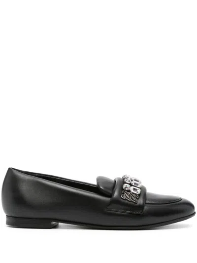 Shop Casadei Puff Loafer Shoes In Black