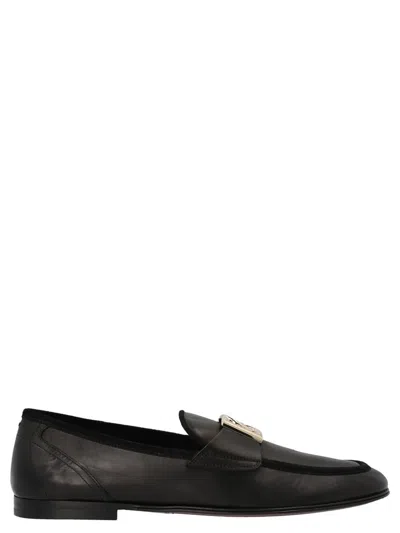 Shop Dolce & Gabbana Logo Loafers In Black