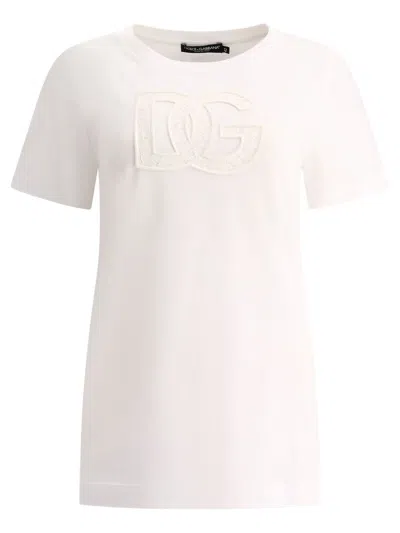 Dolce & Gabbana T-shirt With Logo Patch T-shirts White In White