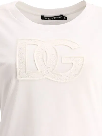 Dolce & Gabbana T-shirt With Logo Patch T-shirts White In White