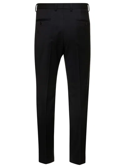 Dolce & Gabbana Slim Fit Cotton Trousers With Back Pockets In Black