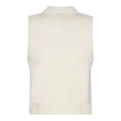 Shop Ganni Lurex Logo Vest In White